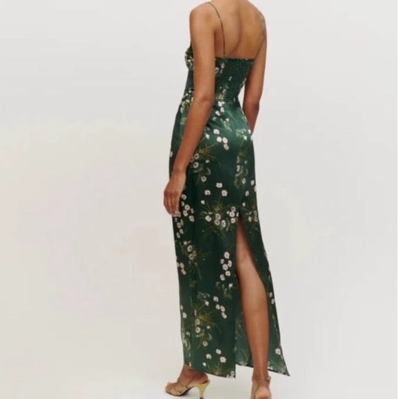Reformation Frankie Silk Dress in Green - Picture 3 of 8